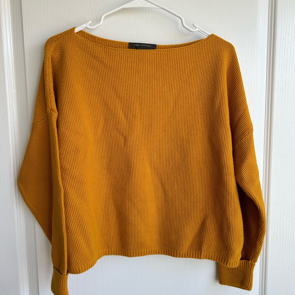 French Connection Golden Mustard Scoopneck Knit Sweater